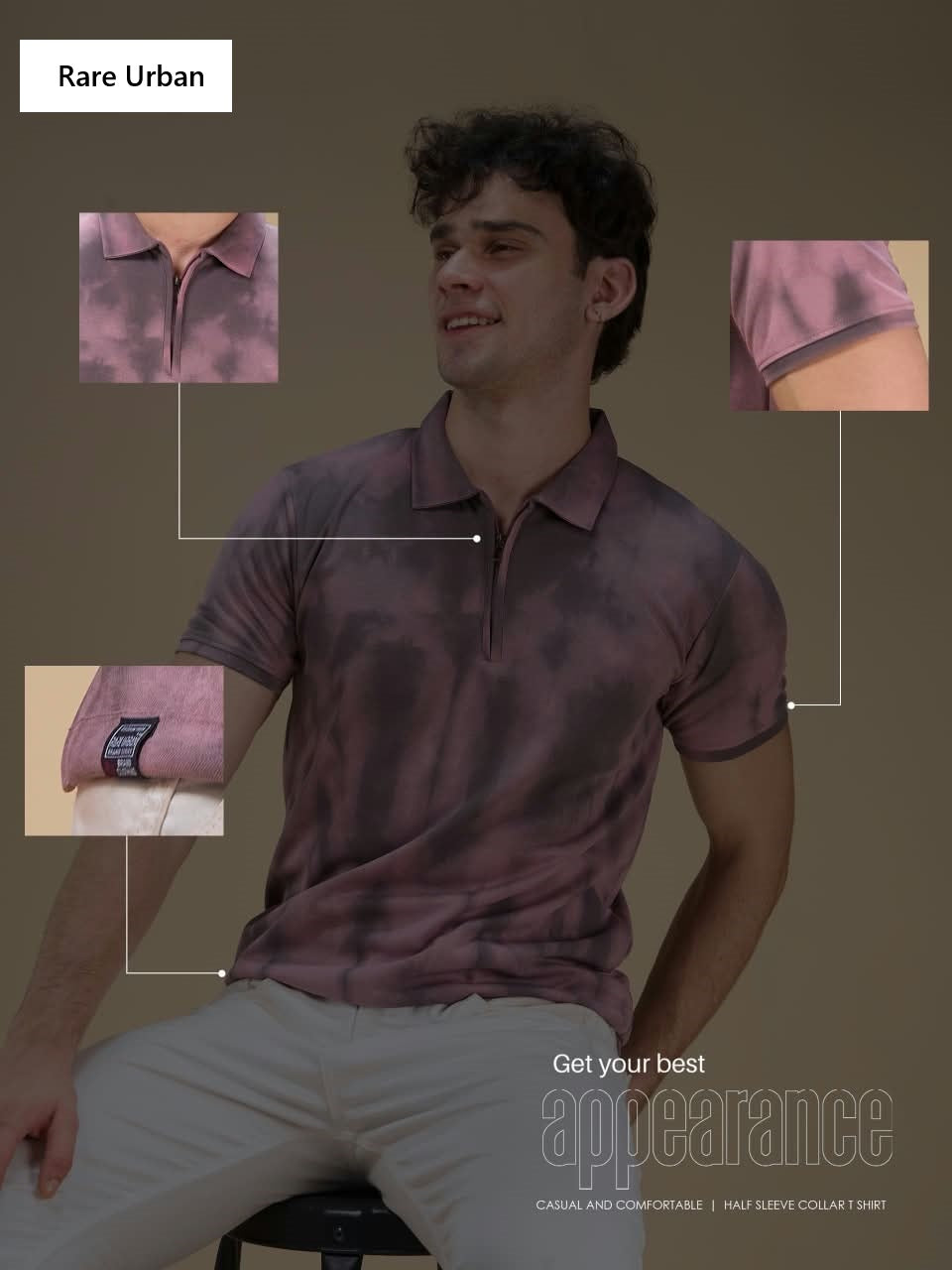 Vol 6411 Collar Zip Rare Urban Imported Mens Tshirts Exporter