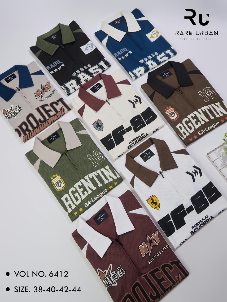 Vol 6412 Zip Collar Rare Urban Honey Comb Mens Tshirts Wholesaler
