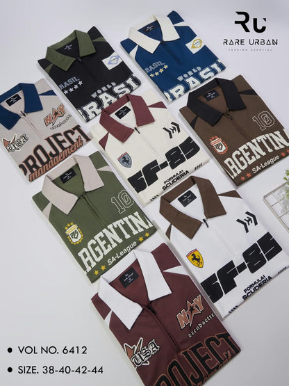 Vol 6412 Zip Collar Rare Urban Honey Comb Mens Tshirts Wholesaler