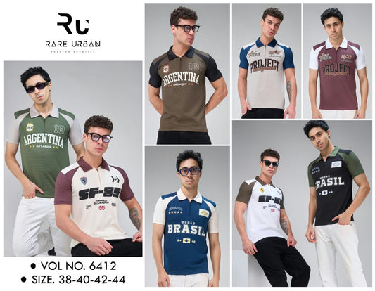 Vol 6412 Zip Collar Rare Urban Honey Comb Mens Tshirts Wholesaler