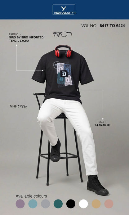 Vol 6417 To 6424 High Density Tencil Lycra Mens Tshirts Wholesaler Ahmedabad