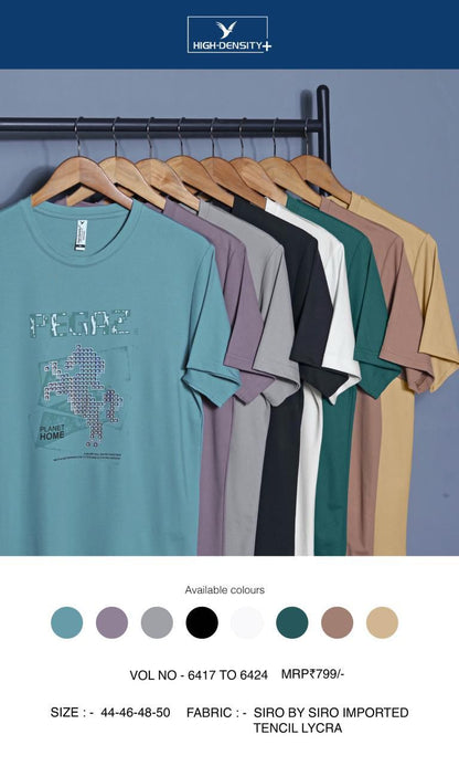 Vol 6417 To 6424 High Density Tencil Lycra Mens Tshirts Wholesaler Ahmedabad