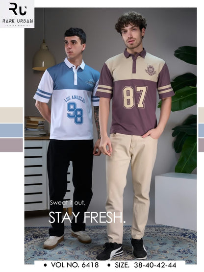 Vol 6418 Collar Style Rare Urban Fake Cotton Mens Tshirts Wholesale Price