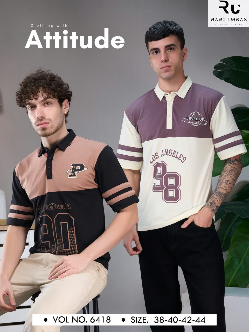 Vol 6418 Collar Style Rare Urban Fake Cotton Mens Tshirts Wholesale Price