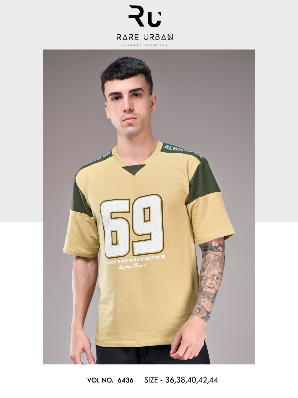 Vol 6436 Oversized Rare Urban Cotton Looper Mens Tshirts Exporter India