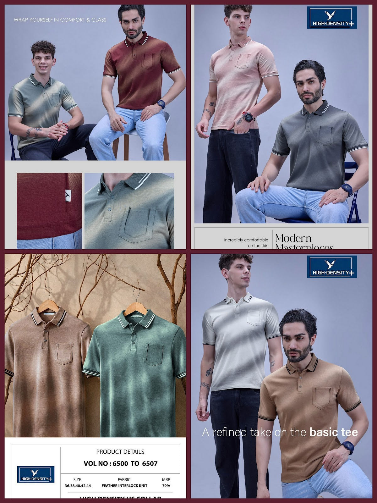 Vol 6500 To 6507 High Density Feather Knit Mens Tshirts Wholesale Price