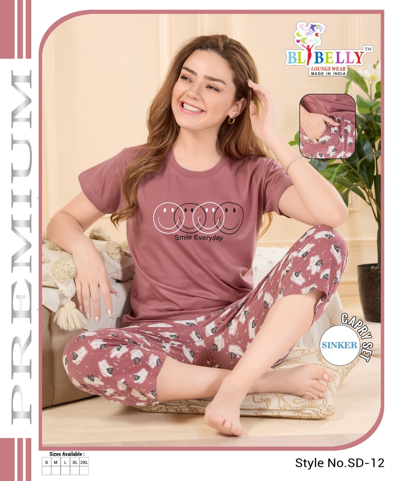 Vol 652 Belly Sinker Capri Night Suits Supplier India