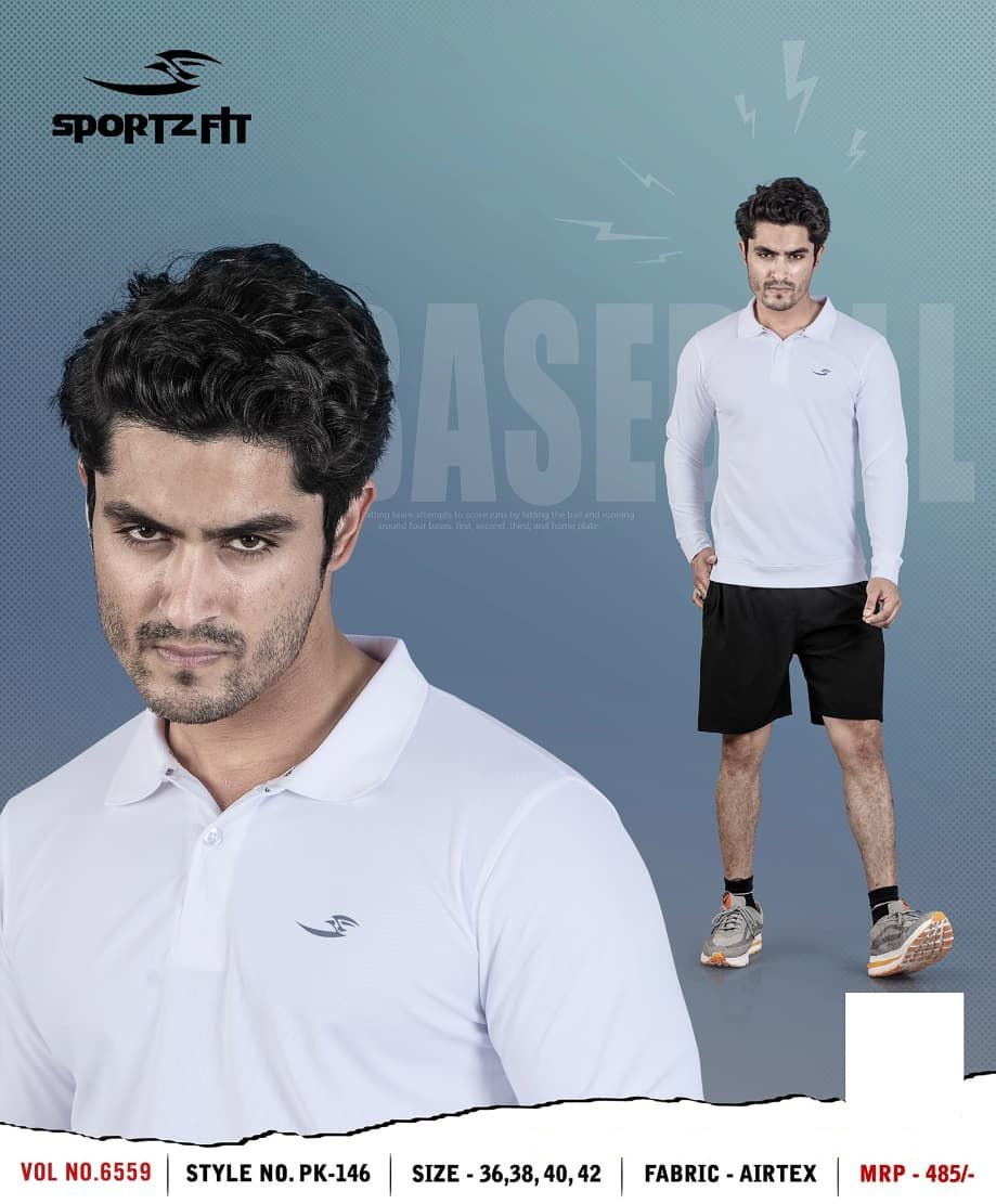Vol 6559 Sportz Fit Airtex Mens Tshirts Supplier Gujarat