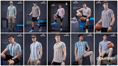 Vol 6572 Sportz Fit Stripes Mens Tshirts Exporter India