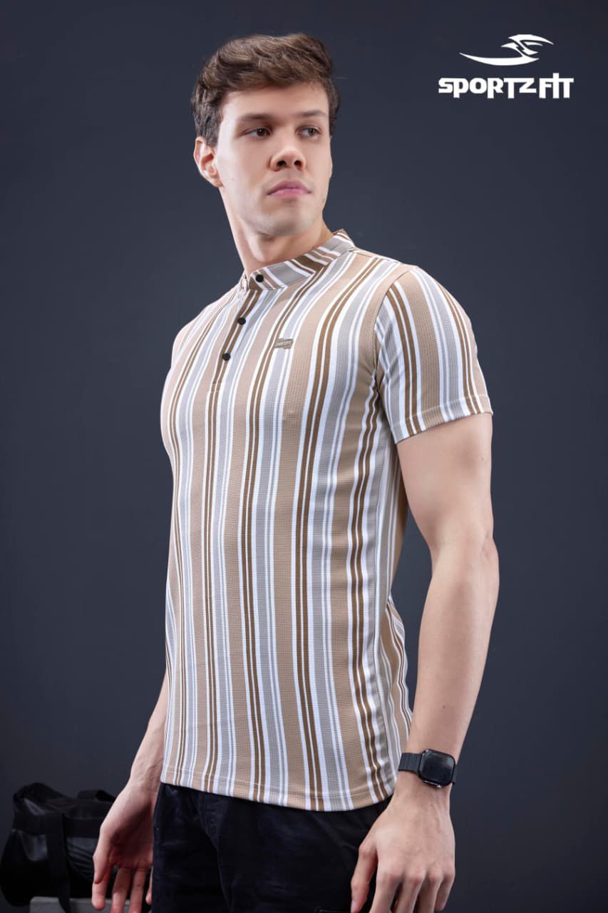 Vol 6572 Sportz Fit Stripes Mens Tshirts Exporter India