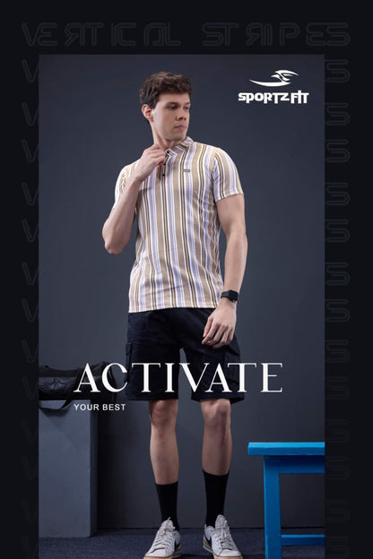 Vol 6572 Sportz Fit Stripes Mens Tshirts Exporter India