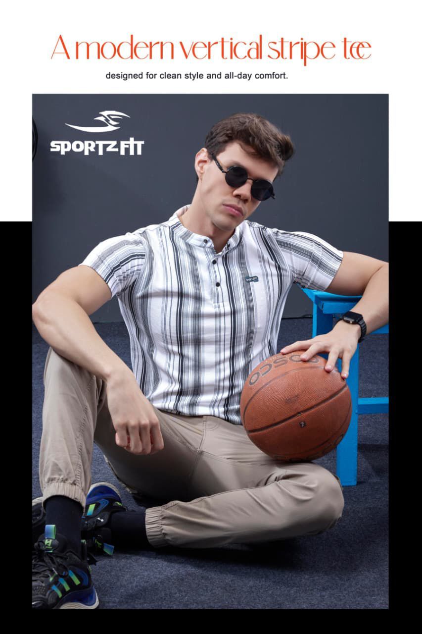 Vol 6572 Sportz Fit Stripes Mens Tshirts Exporter India