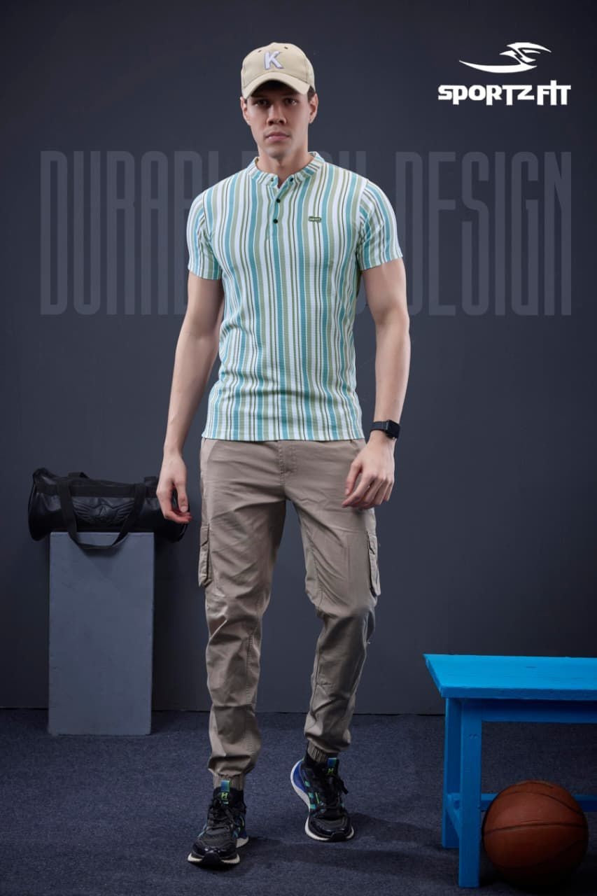 Vol 6572 Sportz Fit Stripes Mens Tshirts Exporter India