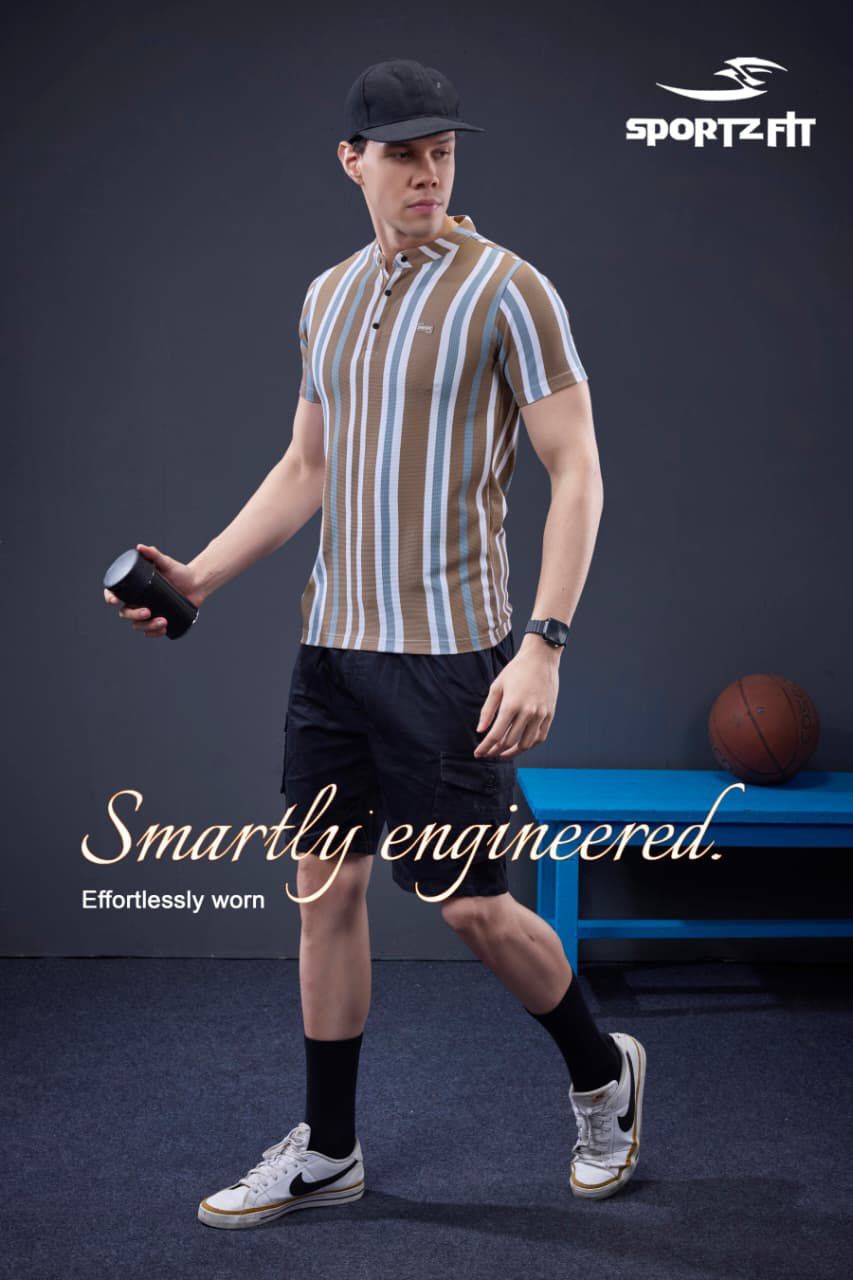Vol 6572 Sportz Fit Stripes Mens Tshirts Exporter India