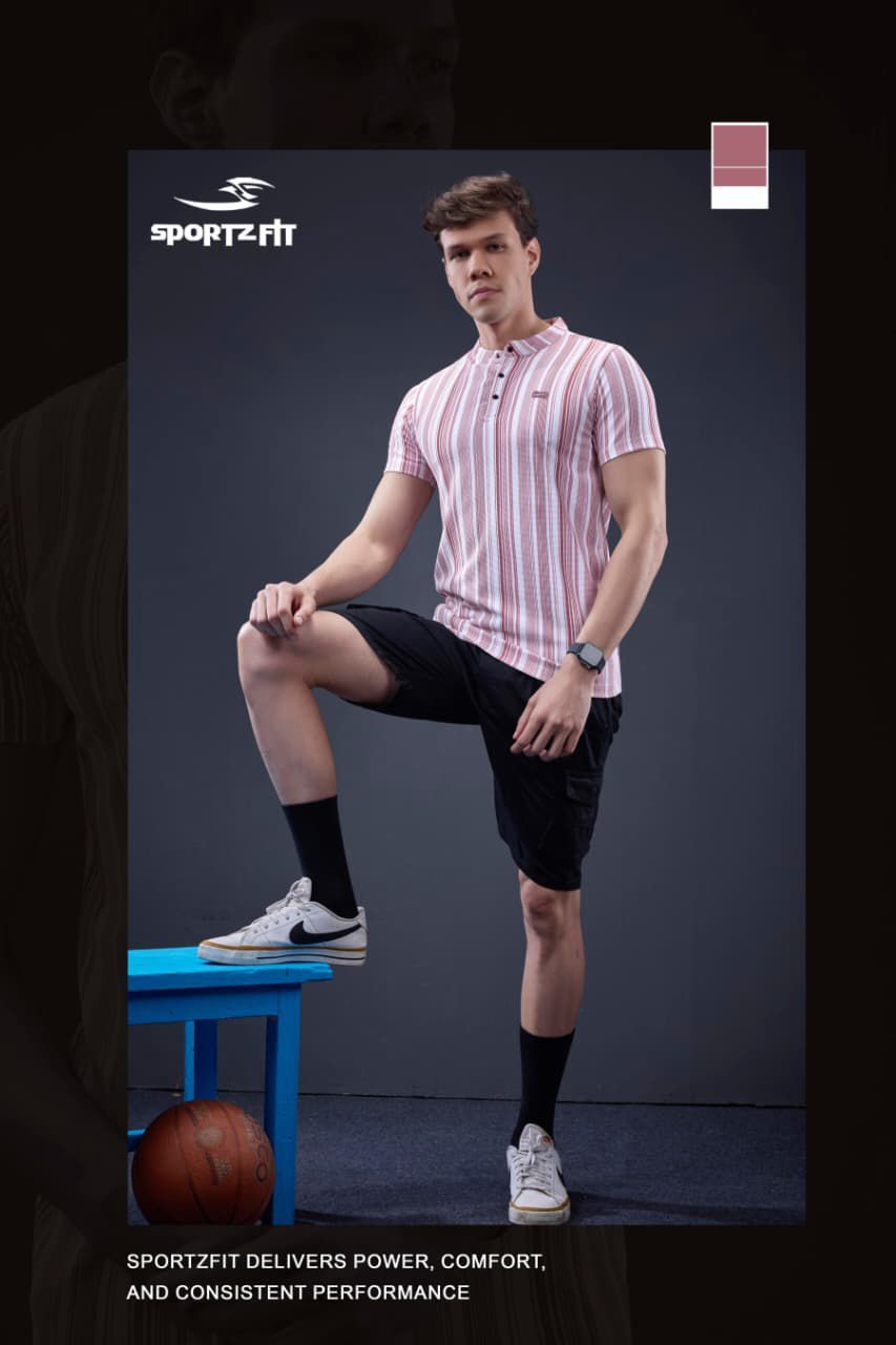 Vol 6572 Sportz Fit Stripes Mens Tshirts Exporter India