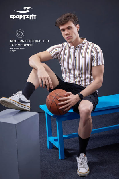 Vol 6572 Sportz Fit Stripes Mens Tshirts Exporter India