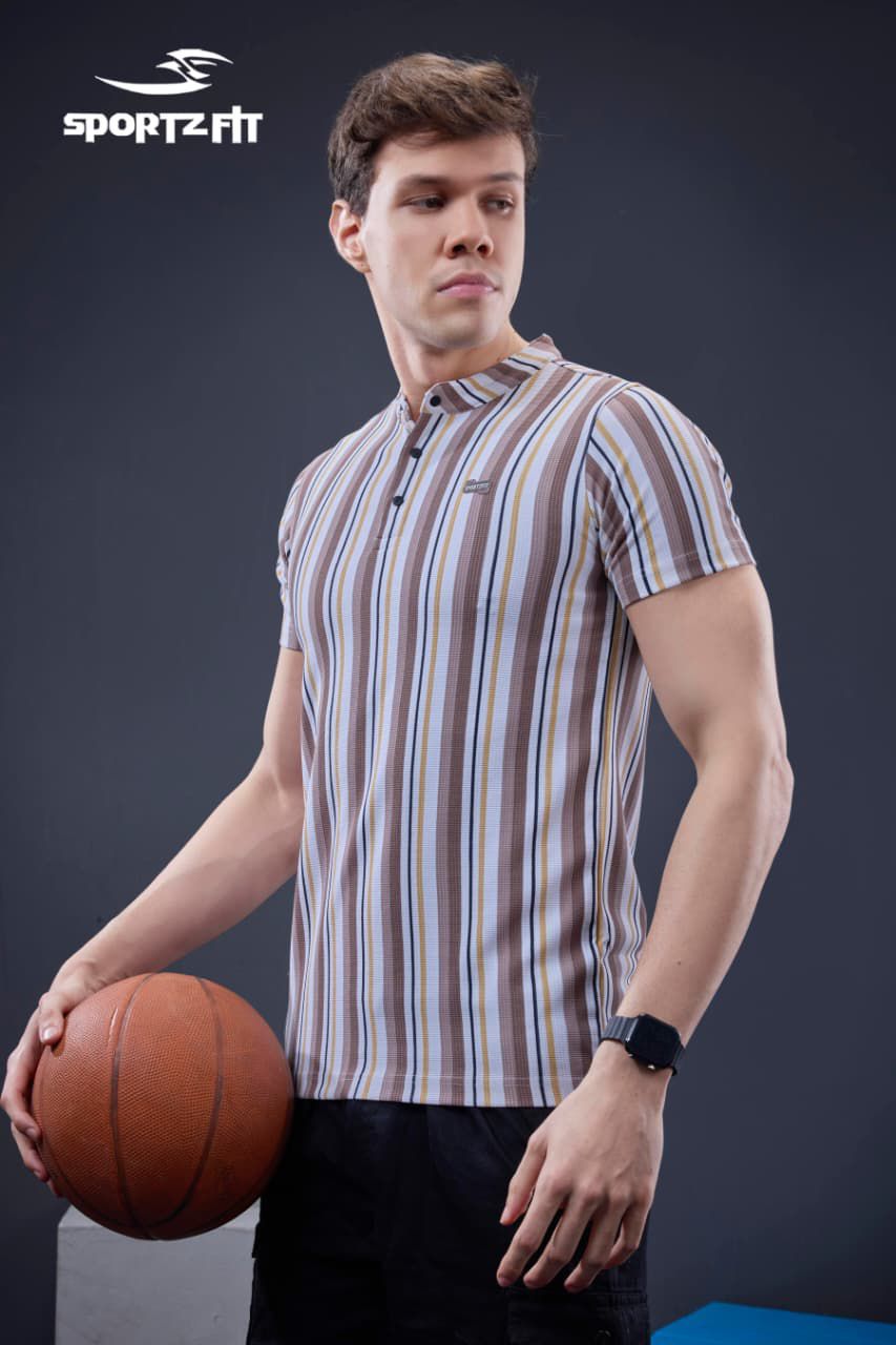 Vol 6572 Sportz Fit Stripes Mens Tshirts Exporter India