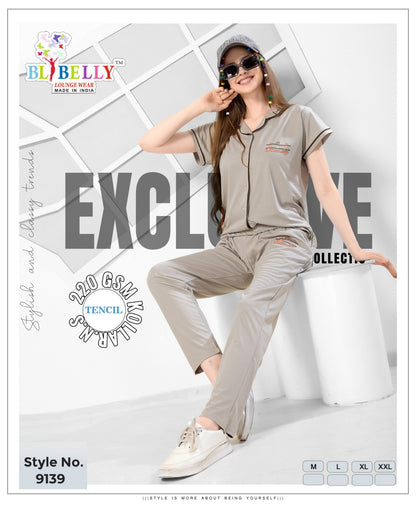 Vol 664 Belly Tencil Collar Night Suits Exporter India