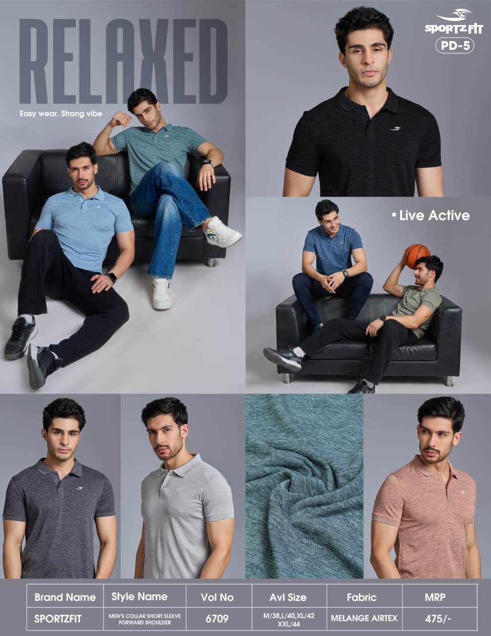 Vol 6709 Pd 5 Sportz Fit Airtex Mens Tshirts Wholesale Price