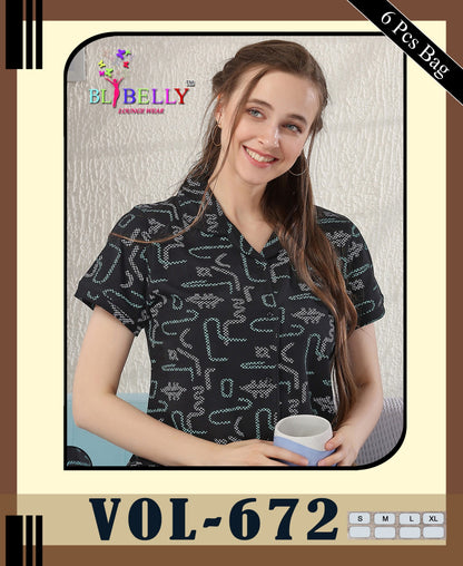 Vol 672 Belly Sinker Collar Night Suits Wholesale