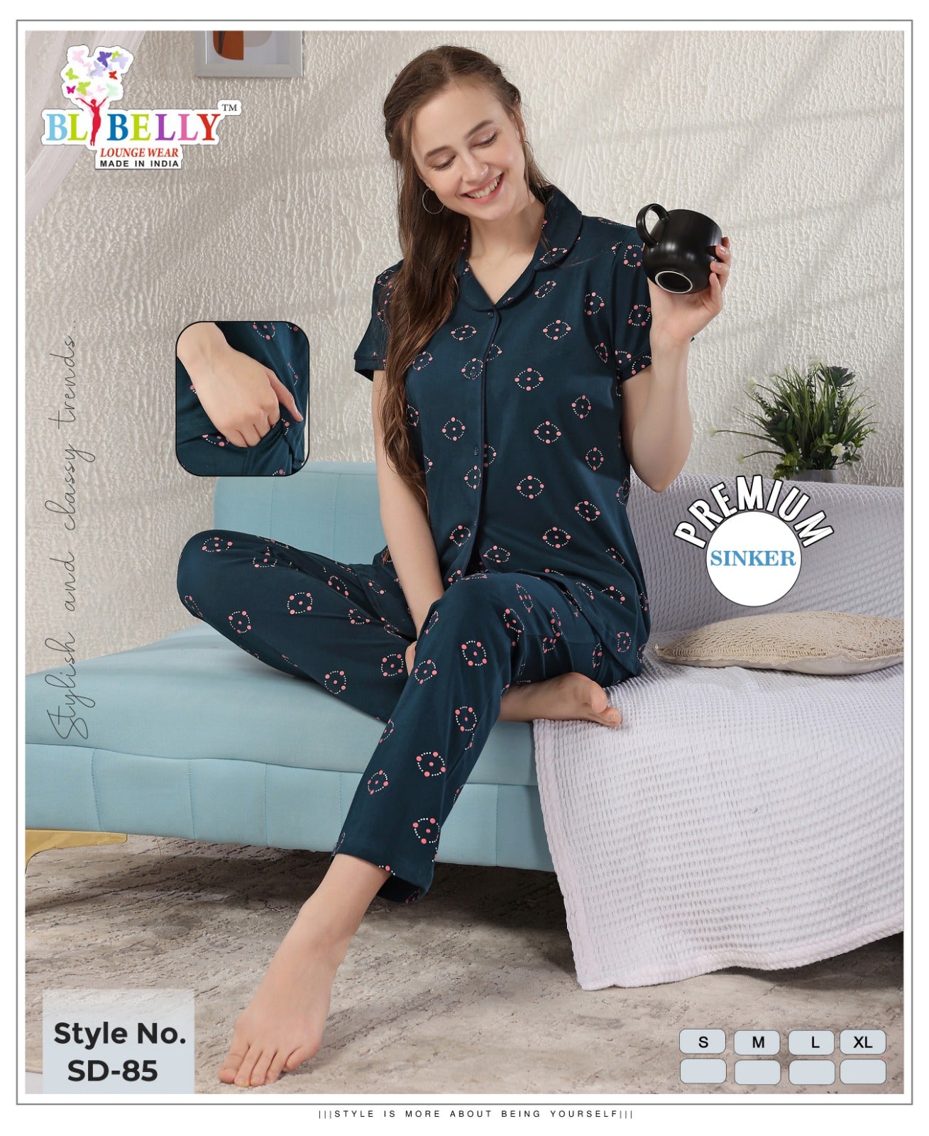 Vol 672 Belly Sinker Collar Night Suits Wholesale