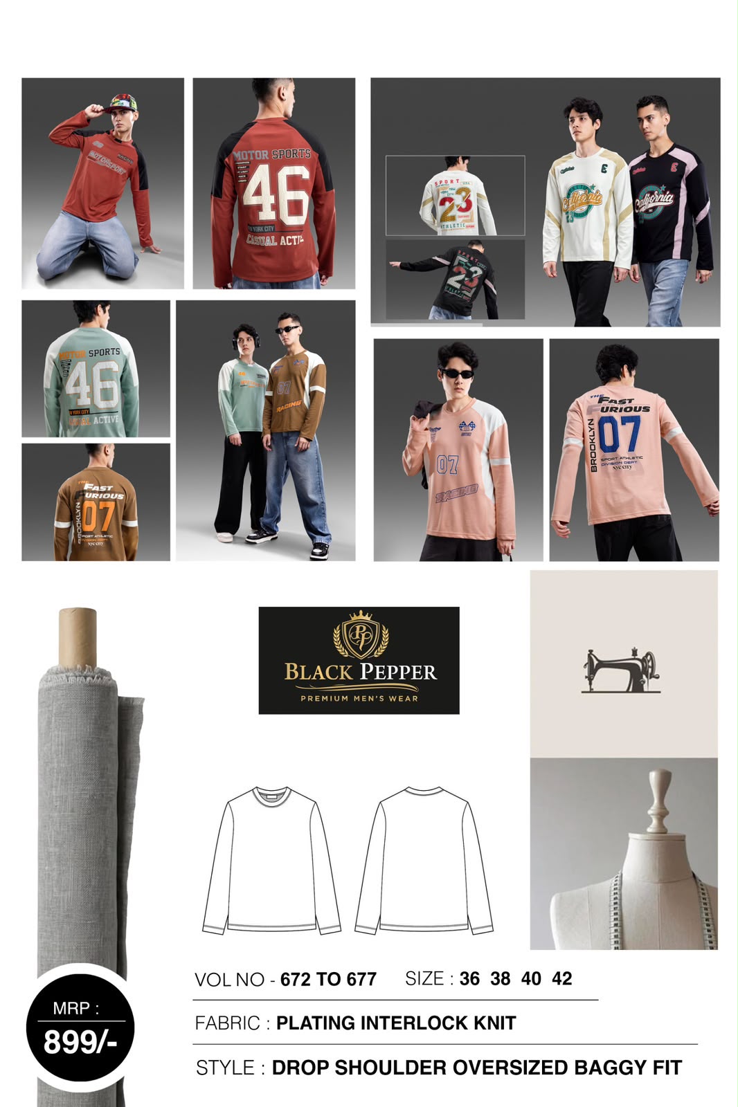 Vol 672 To 677 Knit Black Pepper Mens Tshirts Wholesale