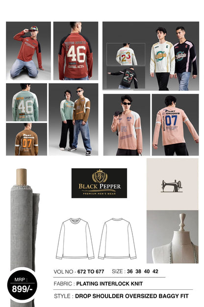 Vol 672 To 677 Knit Black Pepper Mens Tshirts Wholesale