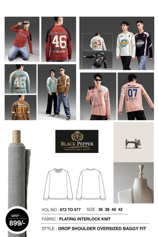 Vol 672 To 677 Knit Black Pepper Mens Tshirts Wholesale