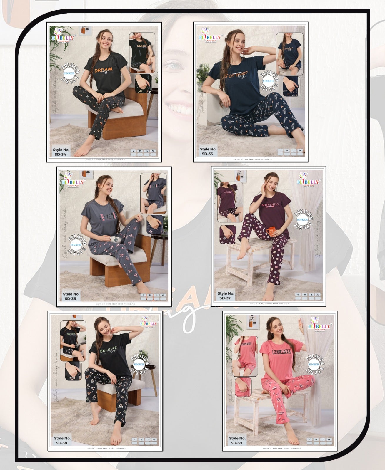 Vol 673 Belly Sinker Shorts Pyjama Night Suits Manufacturer