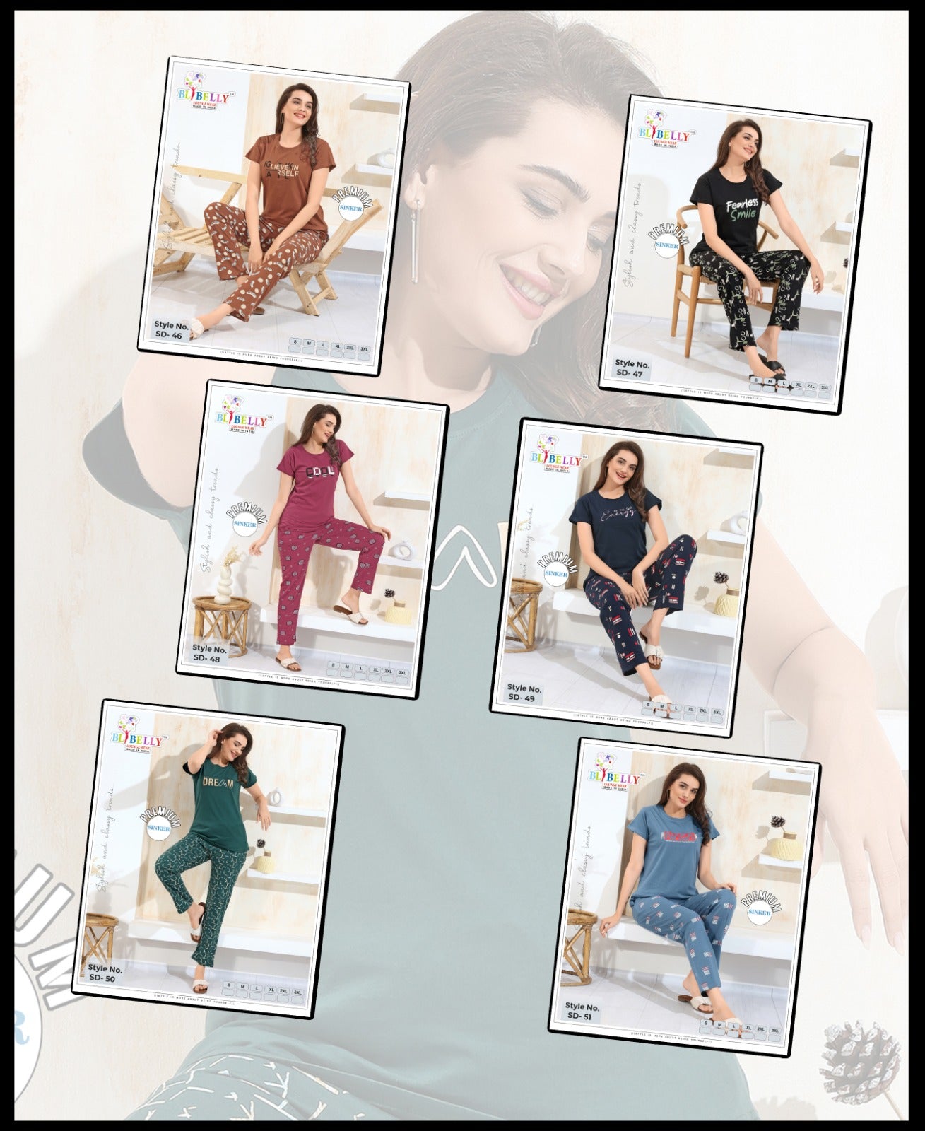 Vol 675 Belly Sinker Pyjama Night Suits Exporter