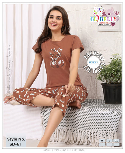 Vol 677 Belly Sinker Capri Night Suits Wholesaler Ahmedabad