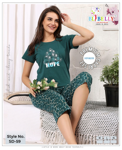 Vol 677 Belly Sinker Capri Night Suits Wholesaler Ahmedabad