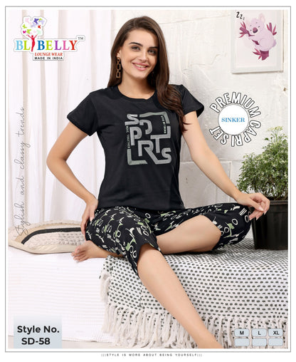 Vol 677 Belly Sinker Capri Night Suits Wholesaler Ahmedabad