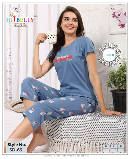 Vol 677 Belly Sinker Capri Night Suits Wholesaler Ahmedabad