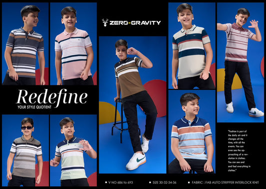 Vol 686 To 693 Collar Style Zero Gravity Auto Stripes Boys Tshirt Exporter