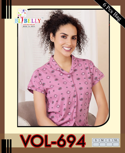 Vol 694 Belly Sinker Collar Night Suits Wholesale Price