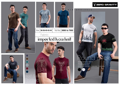 Vol 6995 To 7002 Zero Gravity Tencil Lycra Mens Tshirts Supplier Ahmedabad