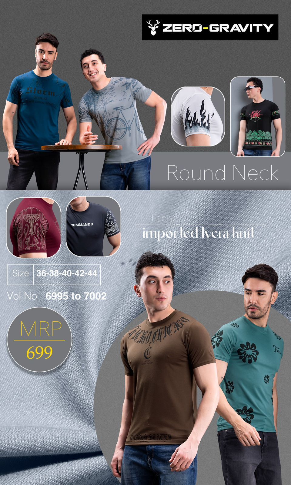 Vol 6995 To 7002 Zero Gravity Tencil Lycra Mens Tshirts Supplier Ahmedabad