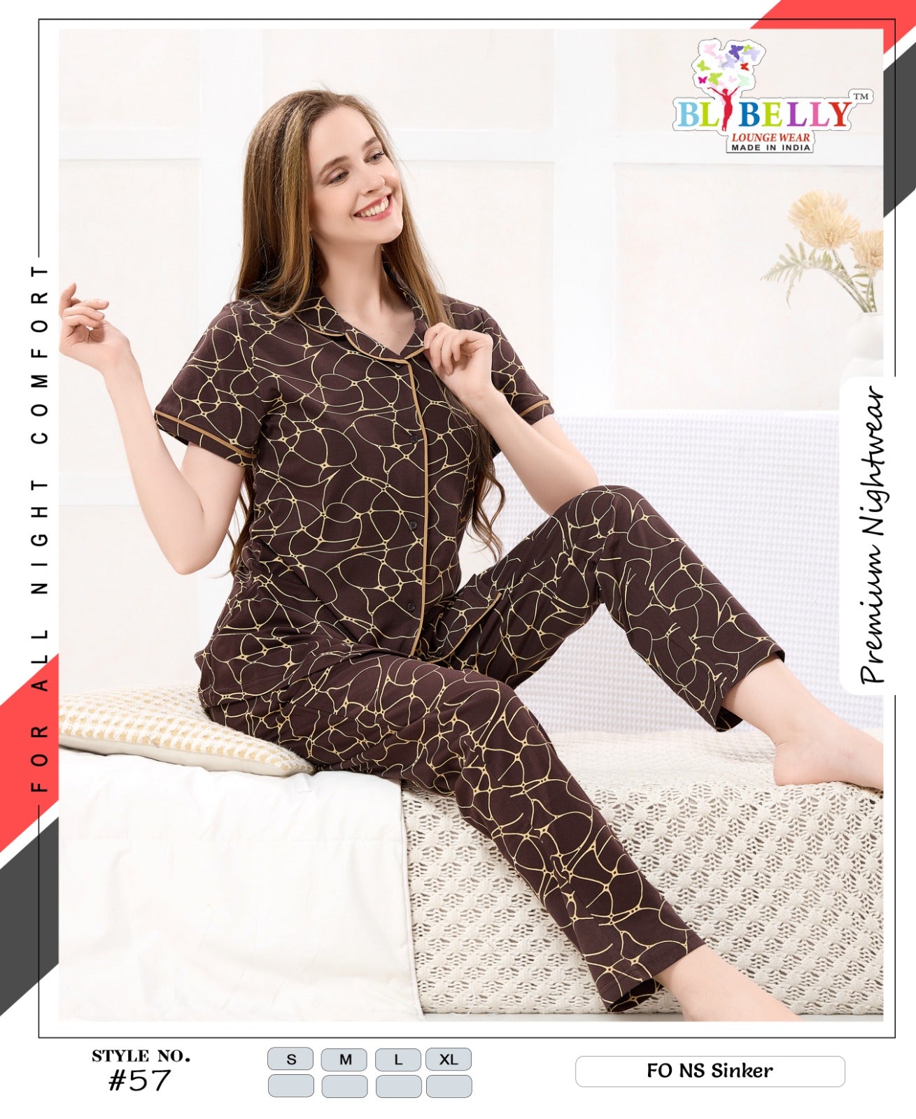Vol 705 Belly Sinker Collar Night Suits Exporter India