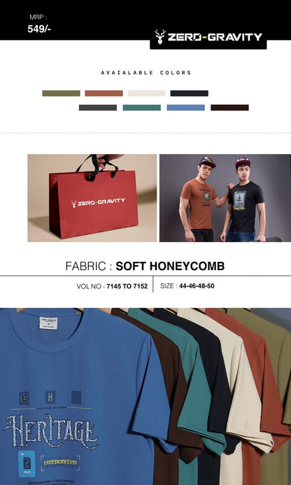 Vol 7145 To 7152 Zero Gravity Honey Comb Mens Tshirts Supplier Ahmedabad