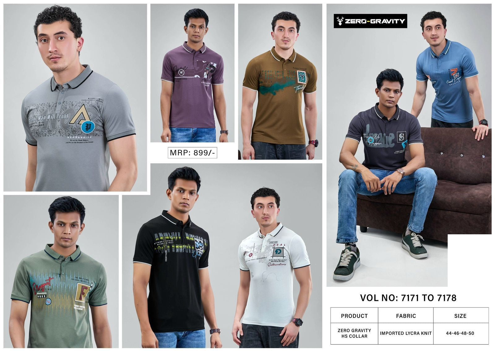 Vol 7171 To 7178 Zero Gravity Tencil Lycra Mens Tshirts Supplier India