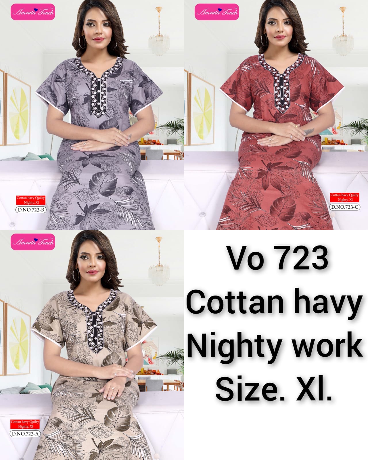 Vol 718-723 Kavyansika Cotton Night Gowns Wholesale Rate