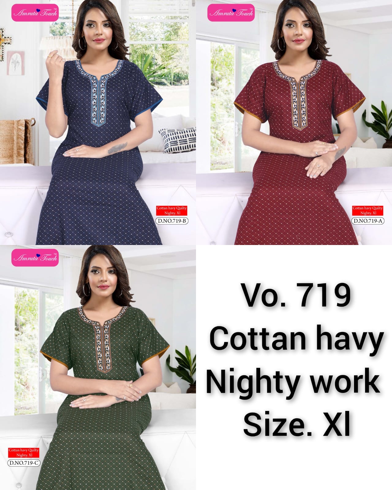 Vol 718-723 Kavyansika Cotton Night Gowns Wholesale Rate