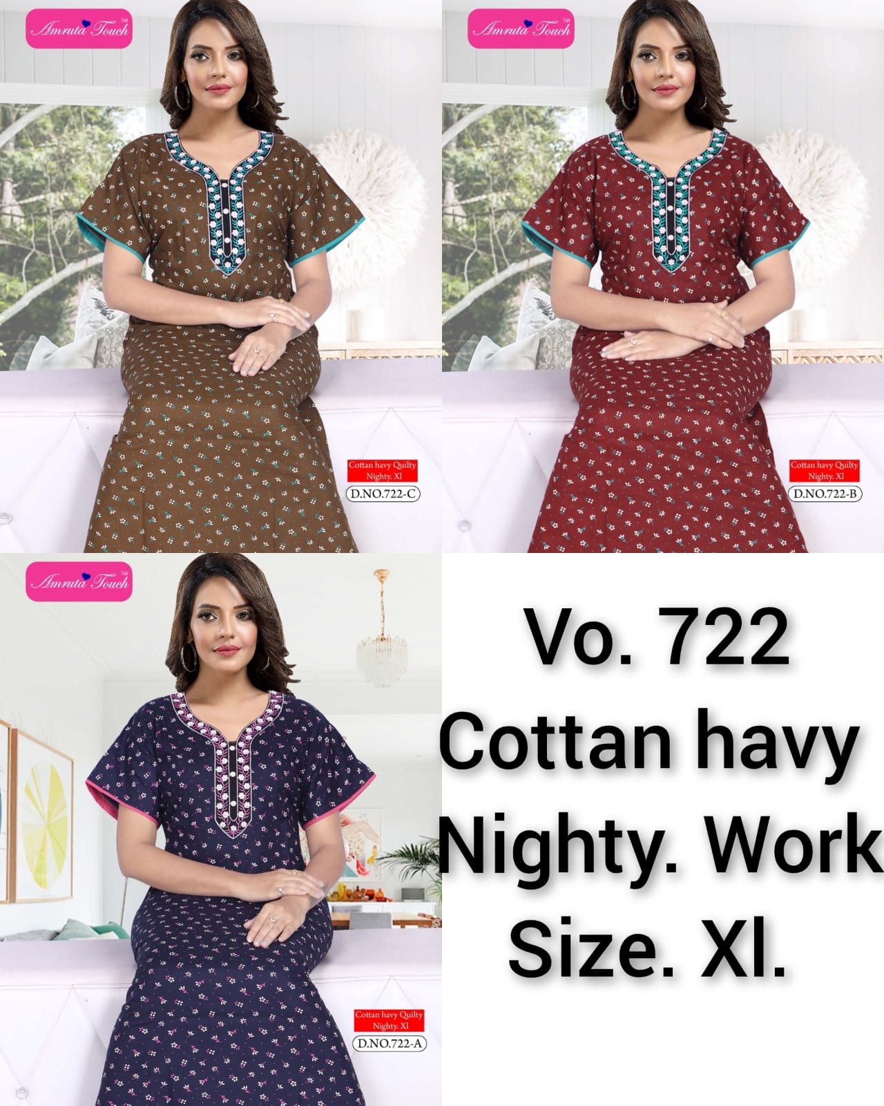 Vol 718-723 Kavyansika Cotton Night Gowns Wholesale Rate