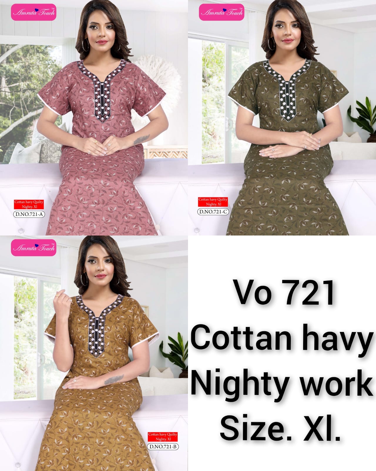 Vol 718-723 Kavyansika Cotton Night Gowns Wholesale Rate