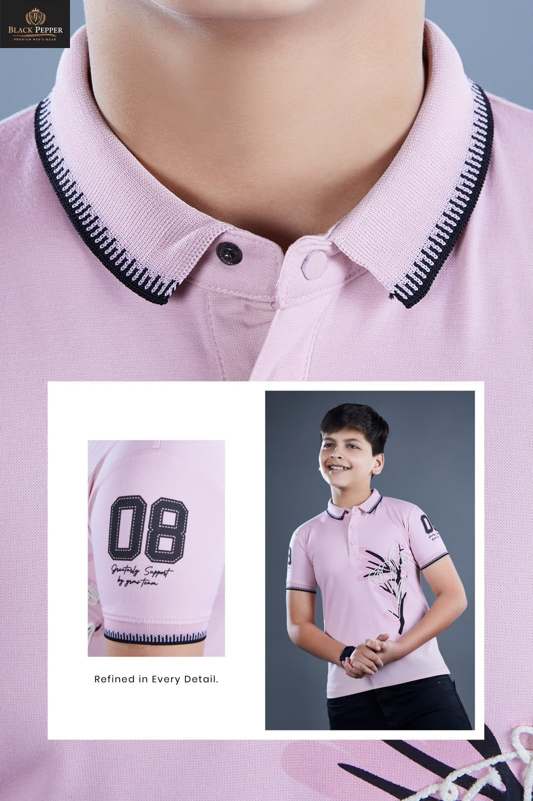 Vol 718 To 725 Dobby Black Pepper Lycra Knit Boys Tshirt Exporter India
