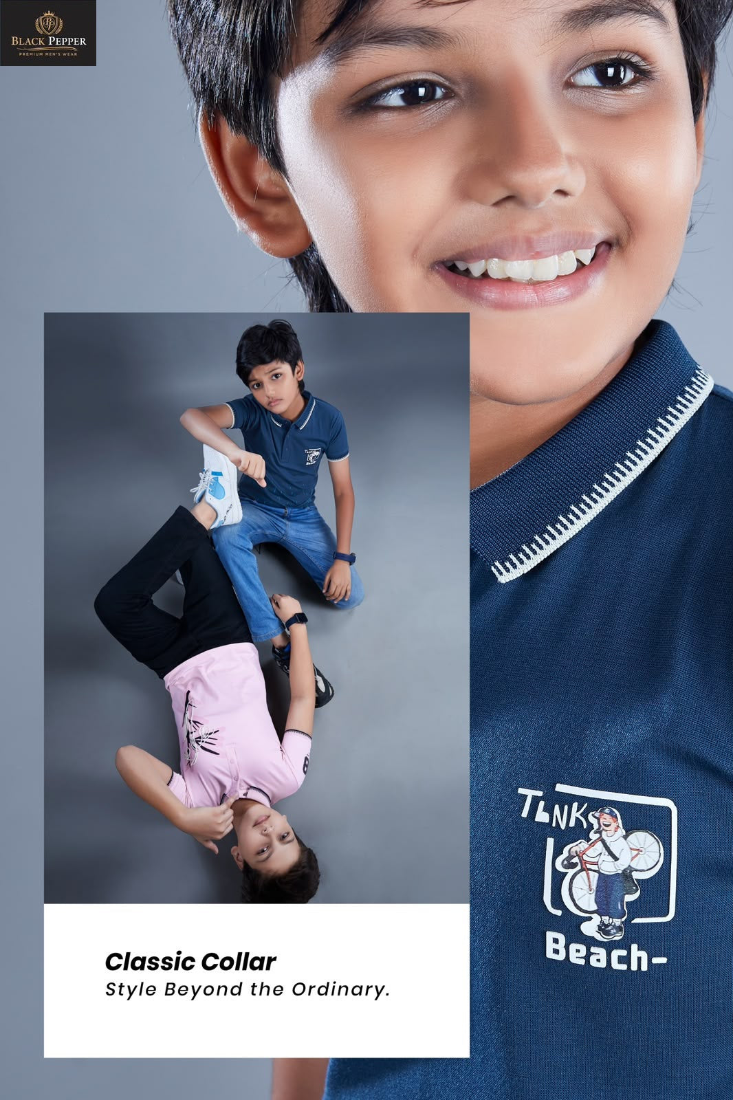 Vol 718 To 725 Dobby Black Pepper Lycra Knit Boys Tshirt Exporter India
