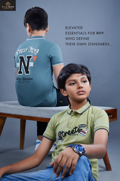 Vol 718 To 725 Dobby Black Pepper Lycra Knit Boys Tshirt Exporter India