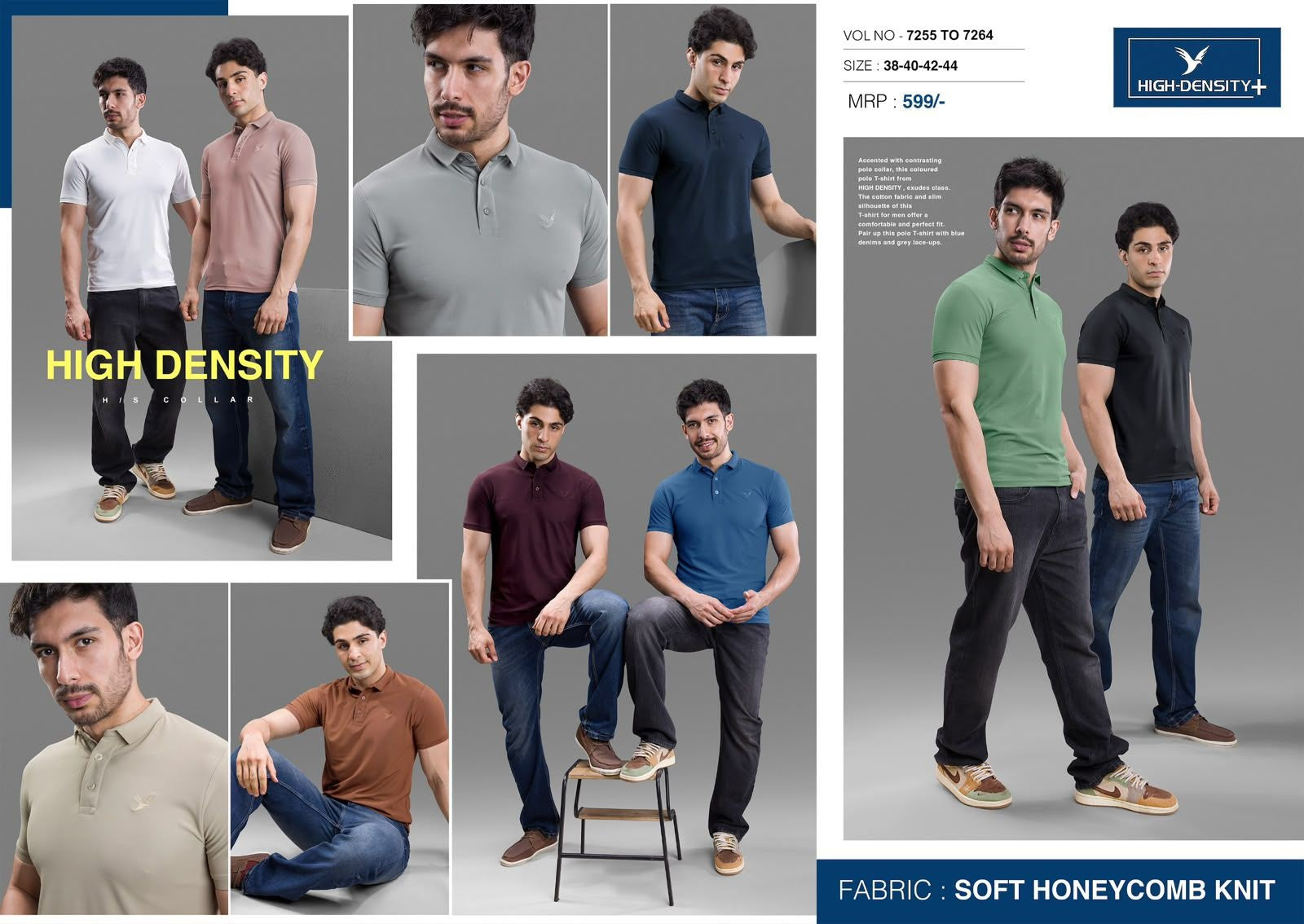 Vol 7255 To 7264 High Density Honey Comb Mens Tshirts Wholesaler India