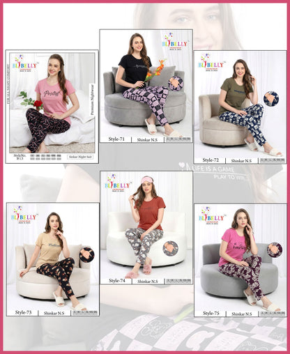 Vol 727 Belly Sinker Pyjama Night Suits Exporter India